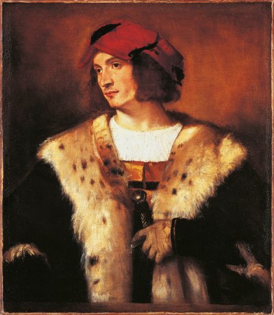 Portræt af ung mand klædt i pels af Titian (c.1488 1576)