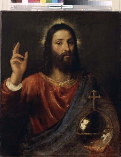Salvator Mundi (Verdens frelser), ca. 1570 (olie på lærred) af Titian (c.1488-1576)
