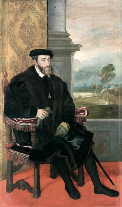 Siddende portræt af kejser Karl V af Titian (c.1488 1576)