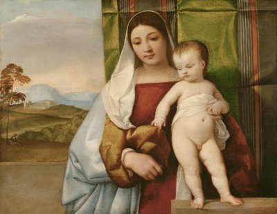 ""Madonna zingarella"" (La madone bohemienne) (Sigøjner-madonnaen) Maleri af Tiziano (Titian eller Titian) (1488-1576) ca. 1510 - Olie på træ Dim 65,5x83,5 cm Kunsthistorisk museum, Wien af Titian (c.1488 1576)