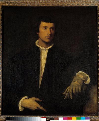Manden med en handske, ca. 1520 (olie på lærred) af Titian (c.1488 1576)