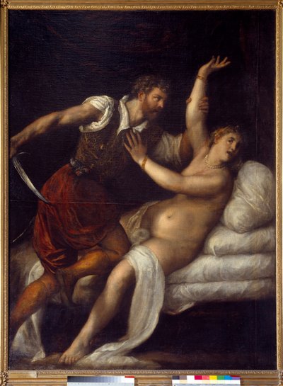 The Raping of Lucrece (? - Av. 509) eller Tarquin og Lucrece. Maleri af Titian Vecellio (1485-1576) af Tiziano Vecelli