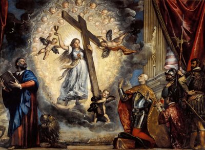 Doge Antonio Grimani knæler foran troen, mellem 1555 og 1576. af Titian