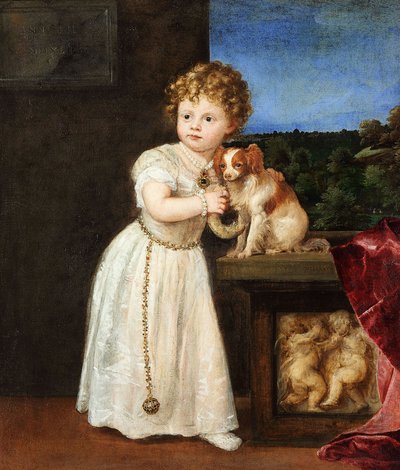 Tysk: Clarissa Strozzi (1540-1581) i en alder af to år Portræt af Clarissa Strozzi af Titian