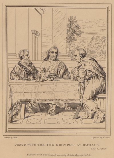Jesus og de to disciple i Emmaus, Lukas af Tiziano Vecelli