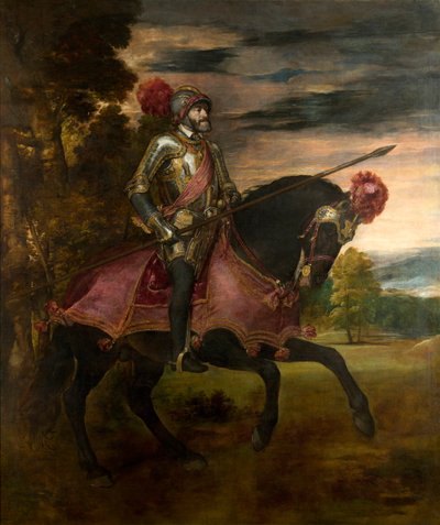 Spansk:  Carlos V en la batalla de Mühlberg Rytterportræt af Karl V af Titian