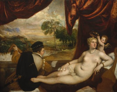 Venus og lutspilleren, ca. 1565-70. af Tiziano Vecelli