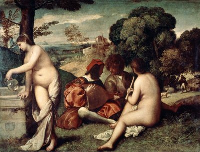 Koncertchampeter, Pastoralkoncerten, c1510-1511 af Tiziano Vecelli
