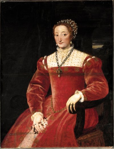 Portræt af Giulia af Varano Della Rovere af Tiziano Vecelli