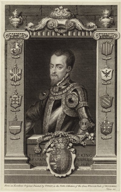 Portræt af kong Philip II af Spanien af Tiziano Vecelli