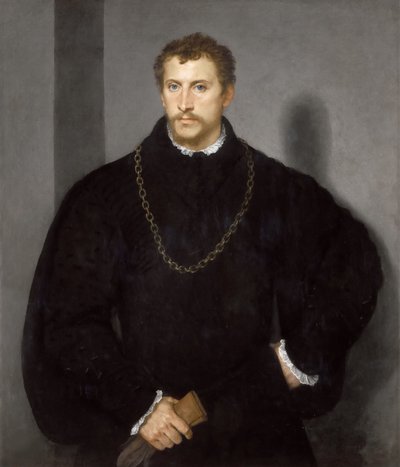 Portræt af en ung englænder Portræt af en ung mand med grå øjne, 1540-1545. af Tiziano Vecelli