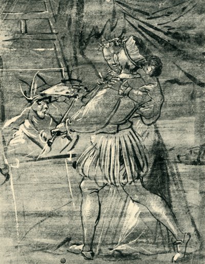 Kunstner med ung kvinde foran et staffeli, 1580, 1943. af Tobias Stimmer