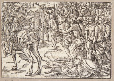Cincinnatus beordrer aequierne til at passere under åget af Tobias Stimmer