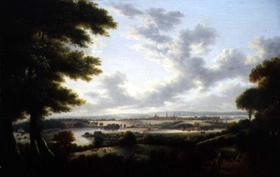 Southampton fra Bitterne (olie på lærred) af Tobias Young