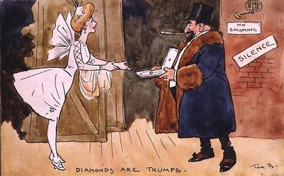 Diamanter er Trumps (pen & blæk og akvarel) af Tom Browne
