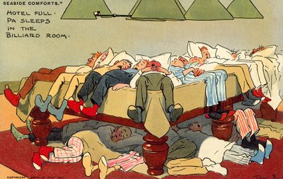 Hotel Full, Pa sover i billardrummet (chromolitho) af Tom Browne