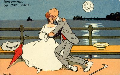 Spooning on the Pier (farvelitografi) af Tom Browne