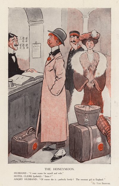 The Honeymoon (farvelitografi) af Tom Browne