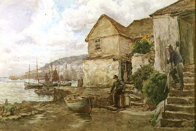 At Newlyn (akvarel) af Tom Clough