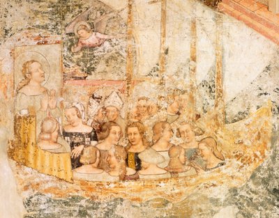 Sejler mod Rom, detaljer fra Stories of St Ursula, af Tommaso da Modena (1326-1379), fresco, detalje, Santa Caterina-kirken, Treviso af Tomaso da (late 15th century) Modena