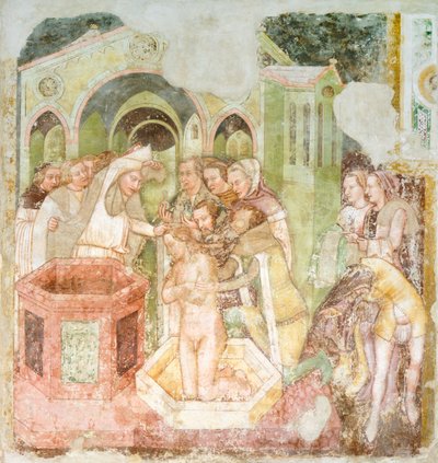 Prinsen af Englands dåb, detalje fra freskoen Legend of St Ursula af Tomaso da (late 15th century) Modena