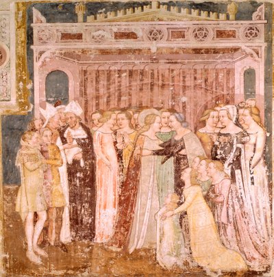Afskeden, detalje fra Legend of St Ursula af Tommaso da Modena (1326-1379), fresko, Santa Caterina-kirken, Treviso af Tomaso da (late 15th century) Modena