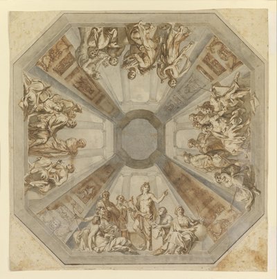 Undersøgelse for Triumfen i Apollo til loftet i Sala delle Muse, Museo Pio-Clementino, Vati af Tommaso Conca