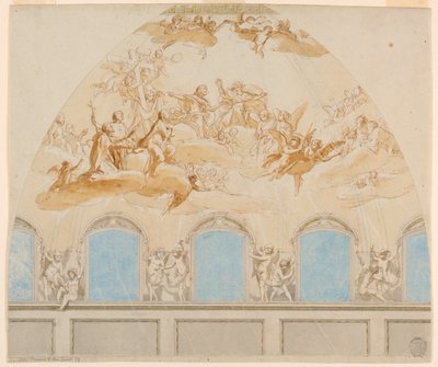 Projekt for en fresco i katedralens kuppel i Citta di Castello af Tommaso Maria Conca