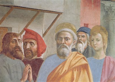 St. Peter Healing With His Shadow: detalje af St. Peter, ca. 1427 fresco af Tommaso Masaccio