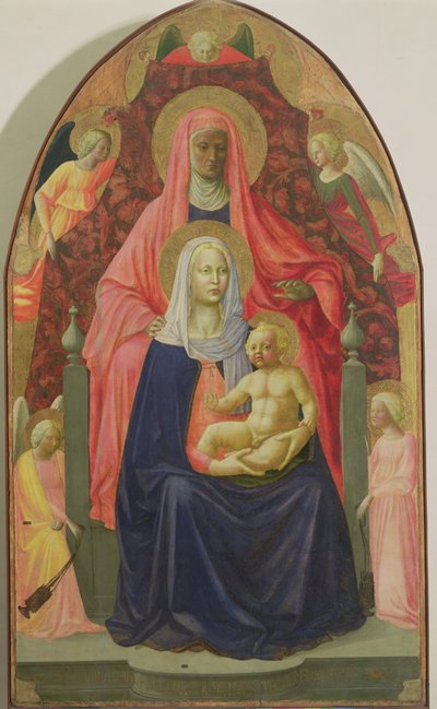 Jomfru og barn med St Anne, 1424 (tempera på panel) af Tommaso Masaccio