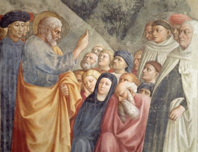 St. Peter prædiker i Jerusalem detalje fra 63197 c.1427 fresco af Tommaso Masolino da Panicale