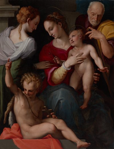 Hellig familie med Saint Catherines mystiske ægteskab af Tommaso d’Antonio Manzuoli, called Maso da San Friano
