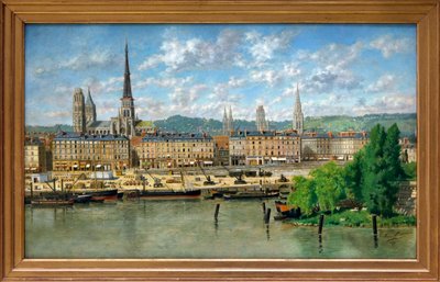 Rouen havn (olie på lærred) af Torello Ancillotti