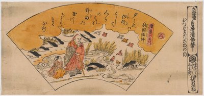 Præsten Kobo Daishi ved Tama-floden i Kii-provinsen fra serien De seks Tama-floder af Torii Kiyomasu