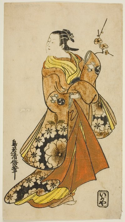 Skuespilleren Nakamura Takesaburo I i en kvindelig rolle af Torii Kiyomasu II
