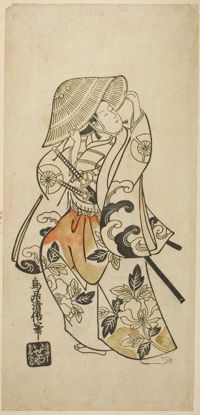 Skuespilleren Tamazawa Saijiro i en uidentificeret rolle af Torii Kiyomasu II