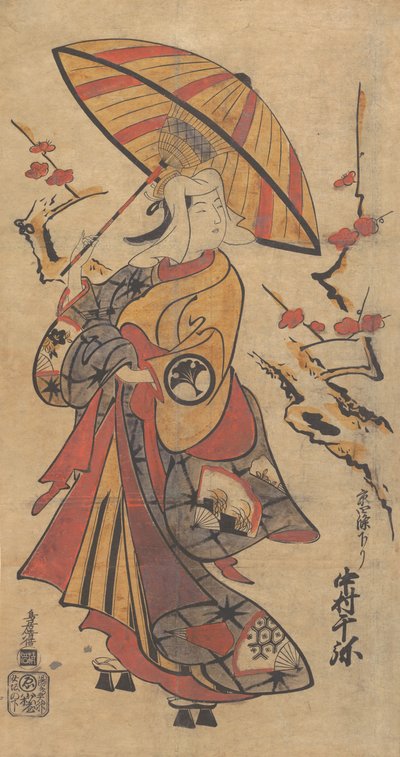 Skuespiller Nakamura Senya som Tokonatsu i Kabuki Play, The Legacy of the Three-Comma F..., ca. 1716. af Torii Kiyomasu I