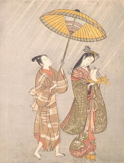 Komachi beder om regn, ca. 1765.. af Torii Kiyomitsu.