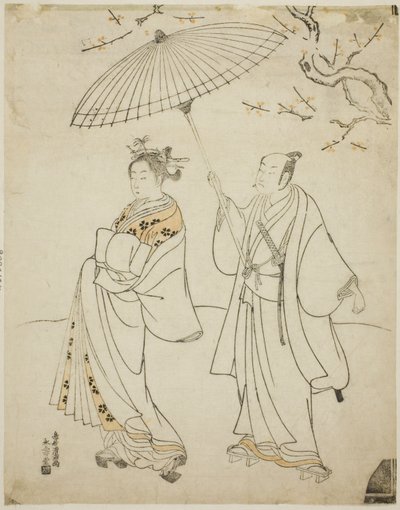 Skuespillerne Ichikawa Komazo I (L) og Nakamura Matsue I (R) af Torii Kiyomitsu I