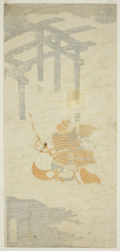 Krigeren Sasaki Shiro Takatsuna krydser Uji-floden på hesteryg af Torii Kiyomitsu I