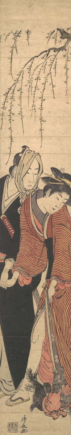 Et par elskere leger med en abe, 1780. af Torii Kiyonaga