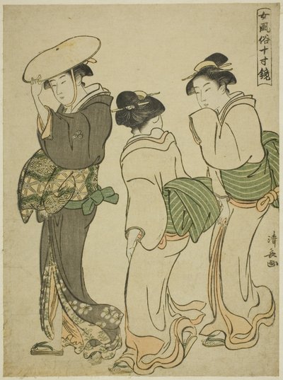 A Woman and Two Maids, fra serien "A Mirror of Feminine Manners (Onna fuzoku masu kagami)" af Torii Kiyonaga