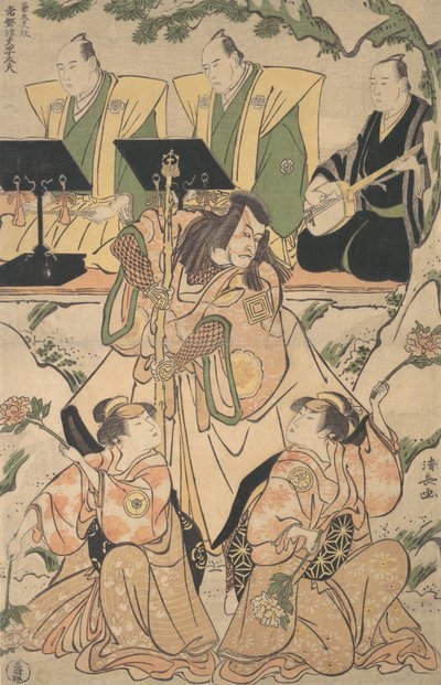 Skuespillere i en Shosa-kombination af skuespil og dans, ca. 1790. af Torii Kiyonaga