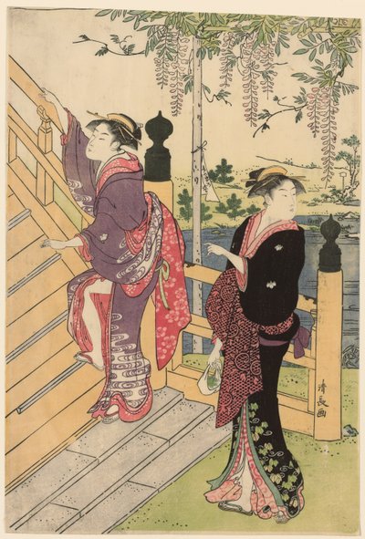 Beundrer blåregn ved Kameido-helligdommen af Torii Kiyonaga