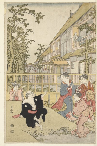 spiller blind mand af Torii Kiyonaga