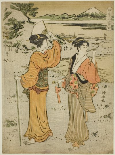 Enoshima, fra serien "Mount Fuji i de fire årstider (Shiki no Fuji)" af Torii Kiyonaga