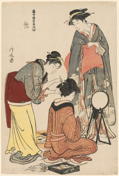 Entertainere fra Tachibana, fra serien "A Collection of Contemporary Beauties of the Pleasure Quarters (Tosei yuri bijin awase)" af Torii Kiyonaga