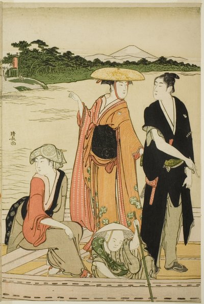 Færge på Rokugo-floden af Torii Kiyonaga