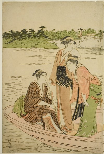 Færge på Rokugo-floden af Torii Kiyonaga