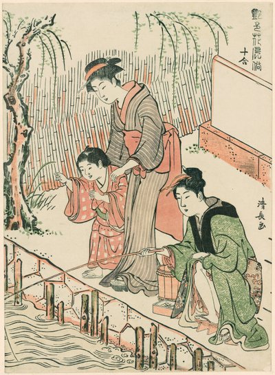 Fiskeri, fra serien "A Set of Ten Beautys in Flowerlike Styles (Enshoku hana fuzoku ju awase)" af Torii Kiyonaga